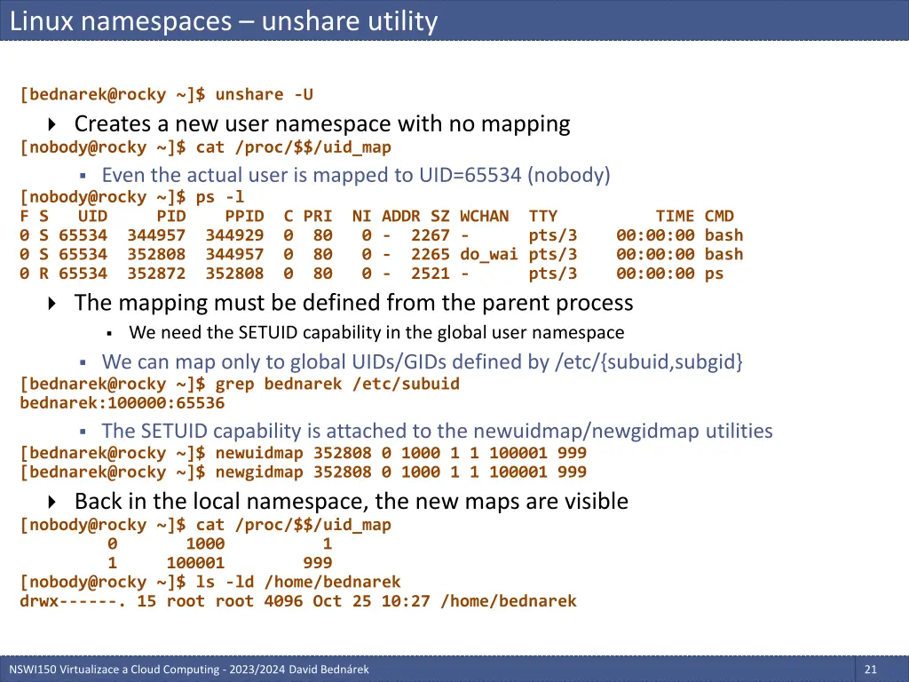 linux namespaces unshare utility 2