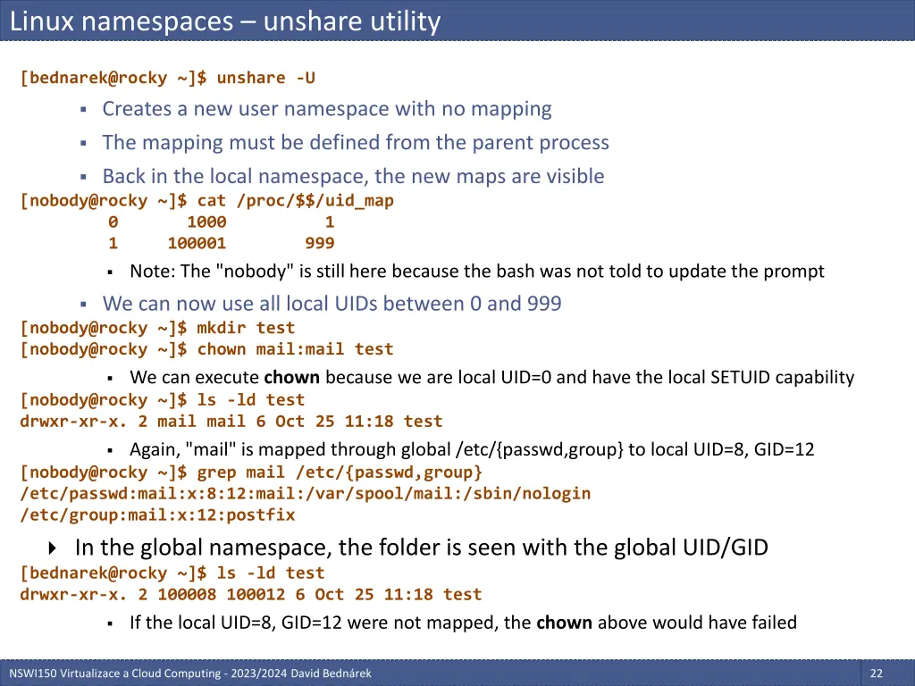 linux namespaces unshare utility 3