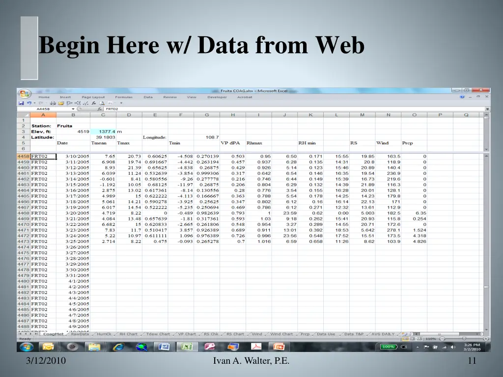 begin here w data from web