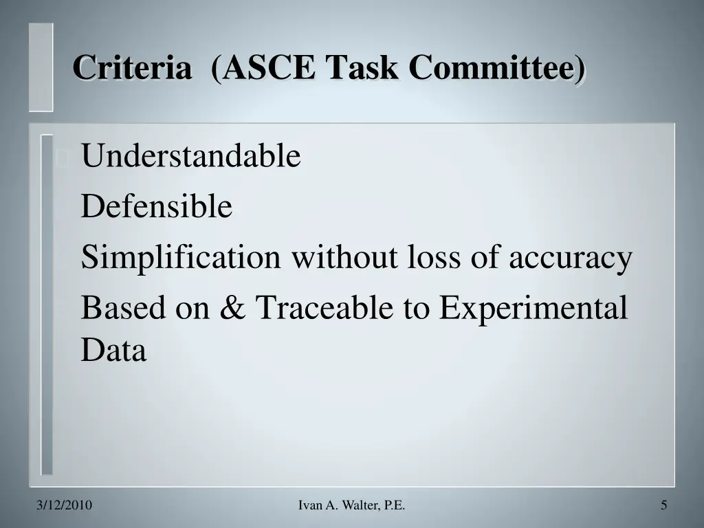 criteria asce task committee