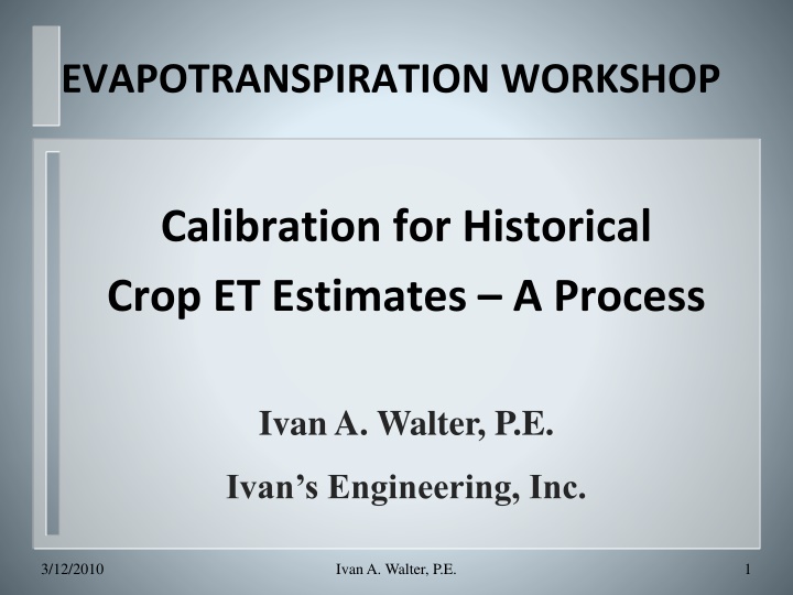 evapotranspiration workshop