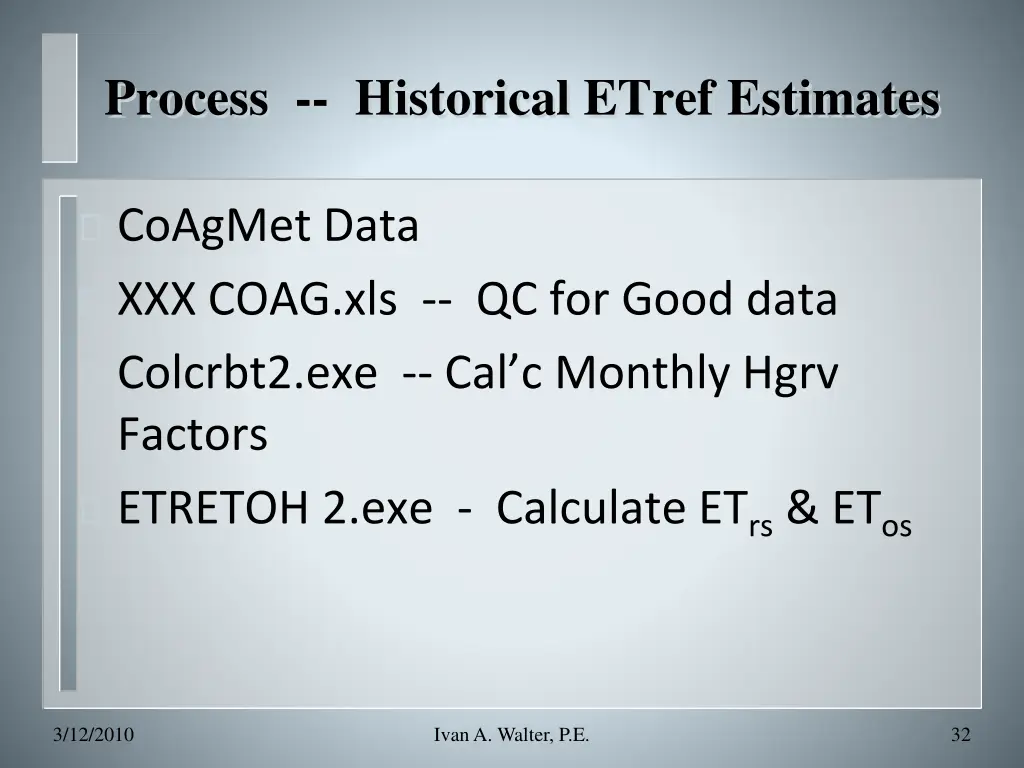 process historical etref estimates