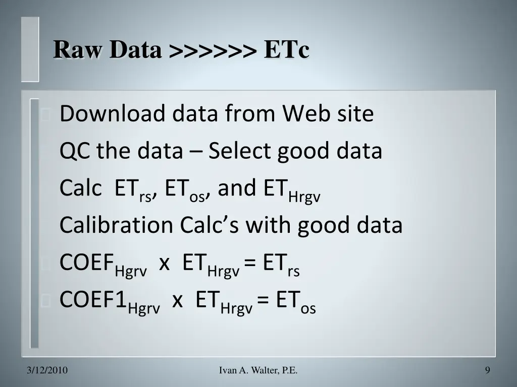 raw data etc