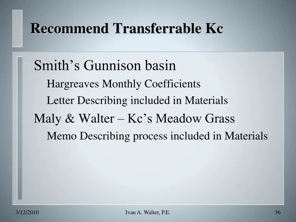 recommend transferrable kc