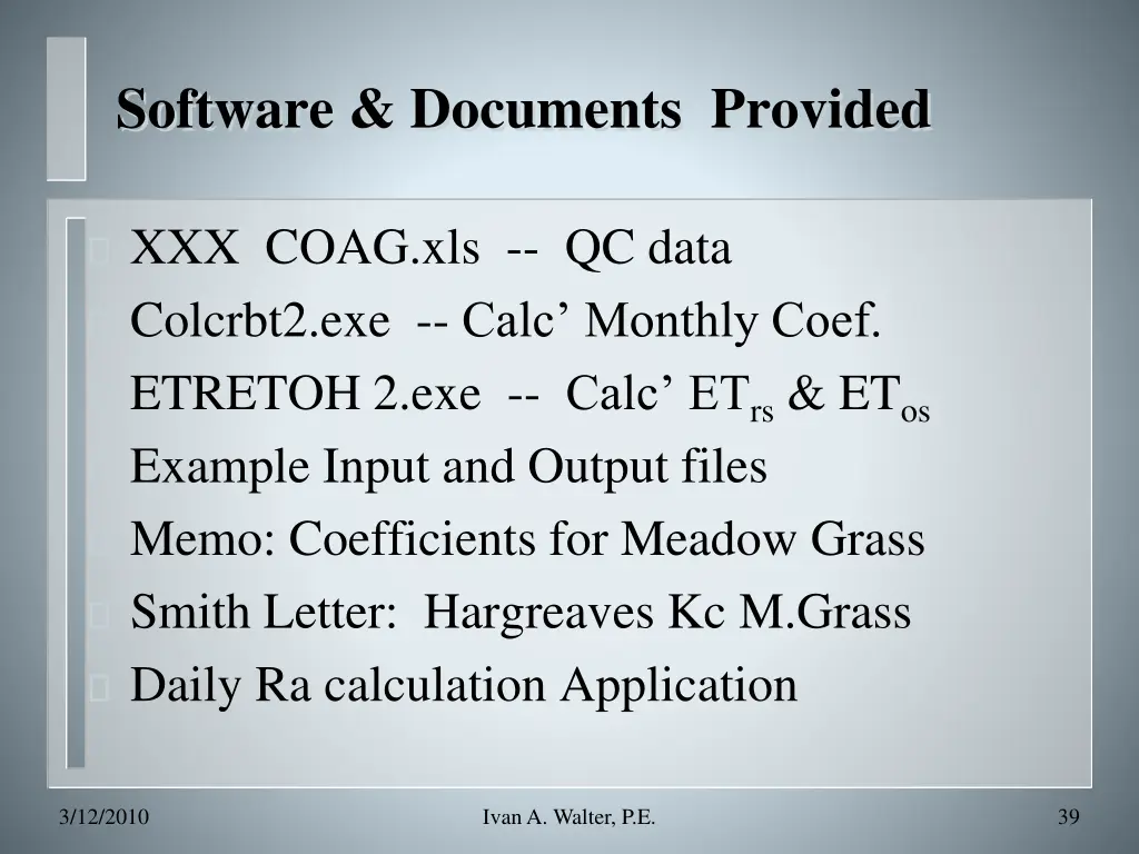 software documents provided