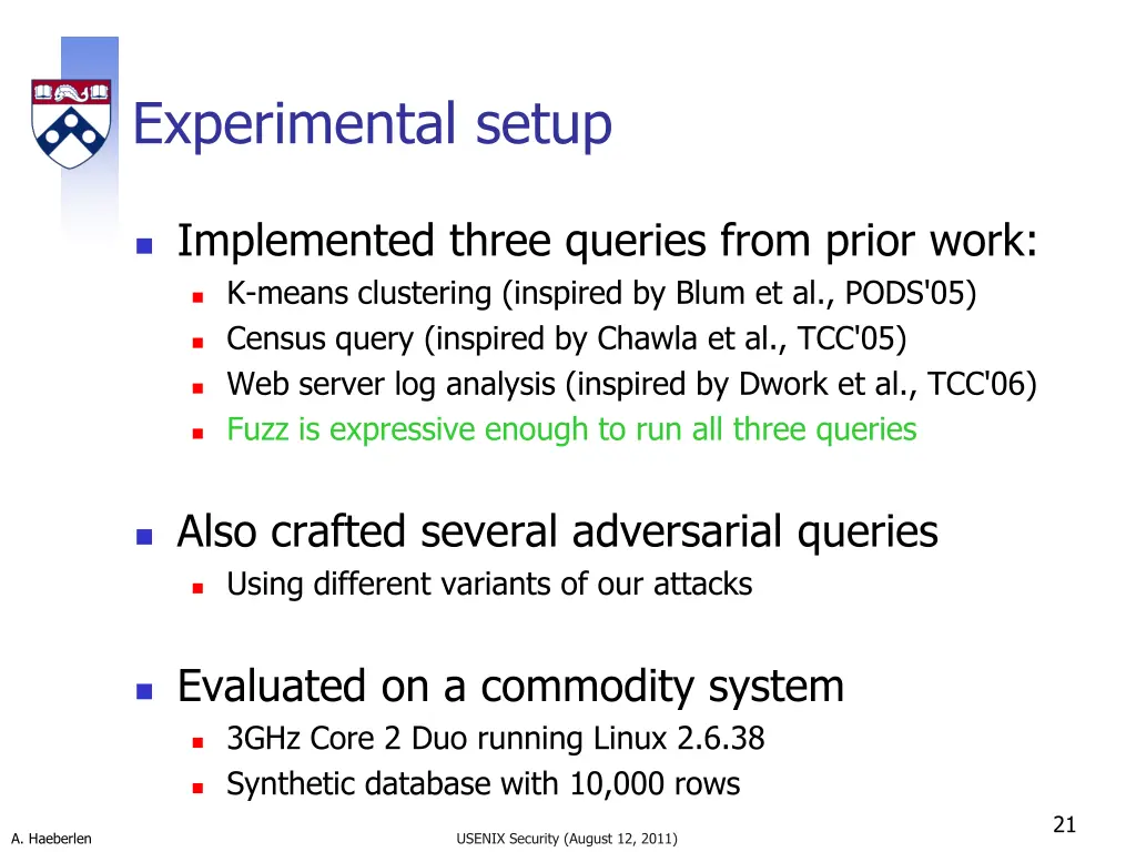 experimental setup