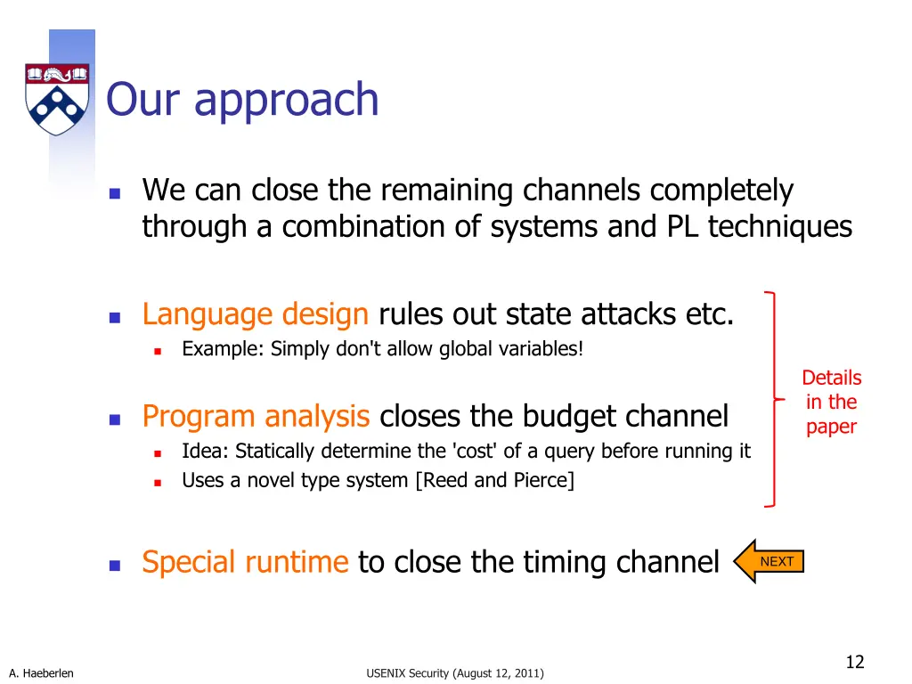 our approach