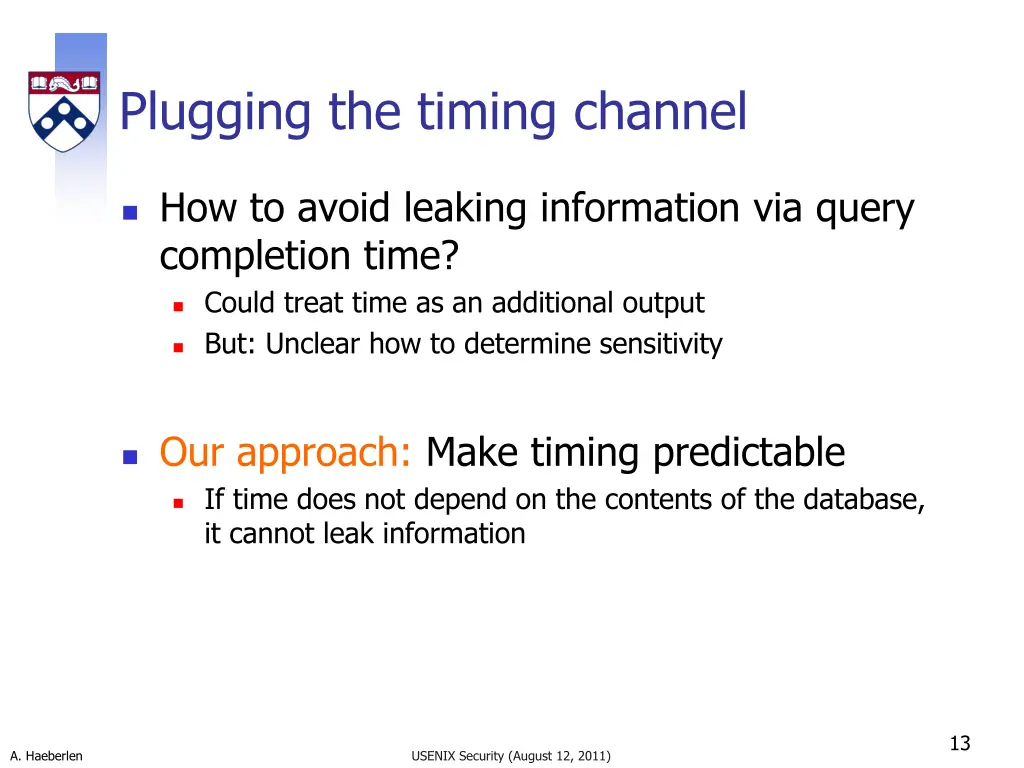 plugging the timing channel