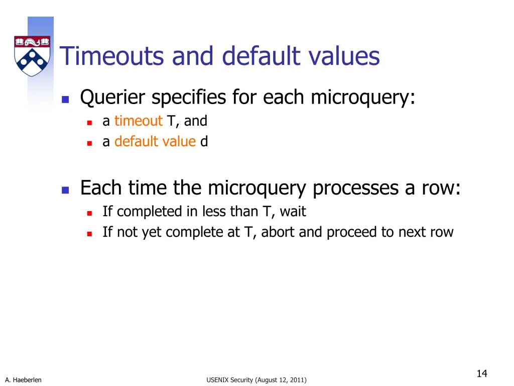 timeouts and default values