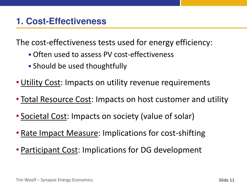 1 cost effectiveness