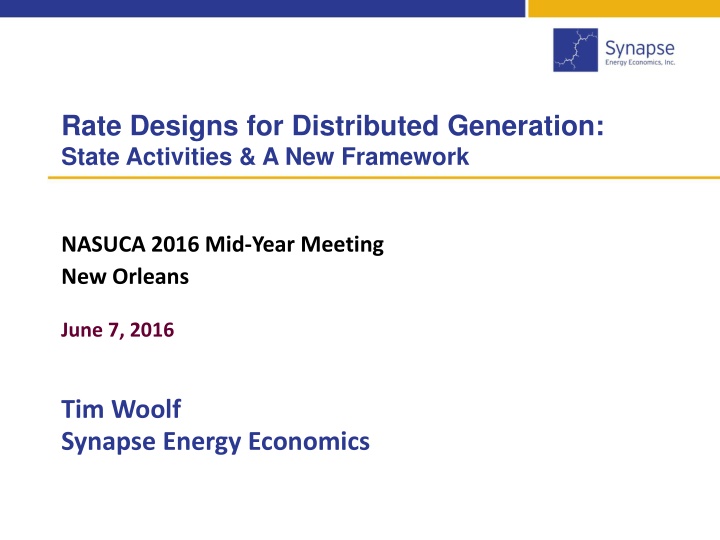 rate designs for distributed generation state