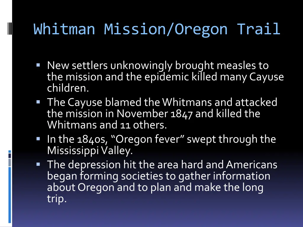 whitman mission oregon trail