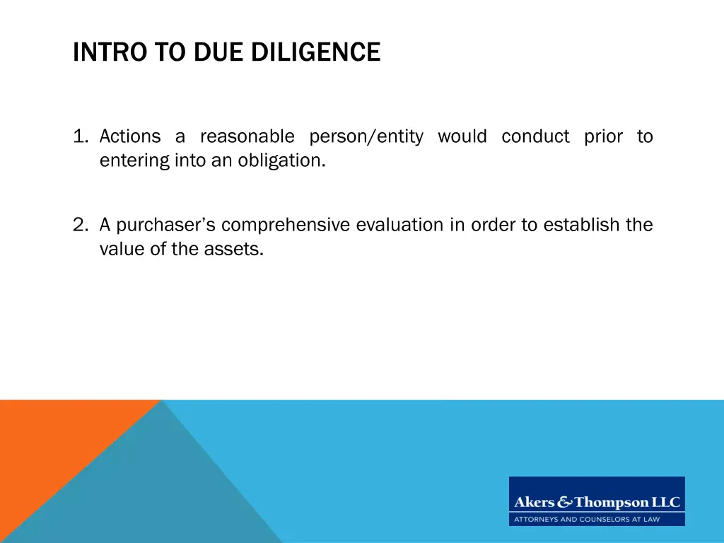 intro to due diligence