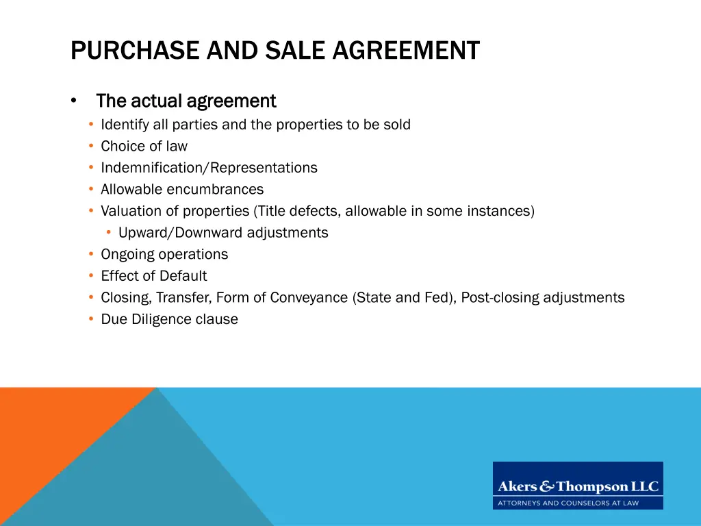 purchase and sale agreement