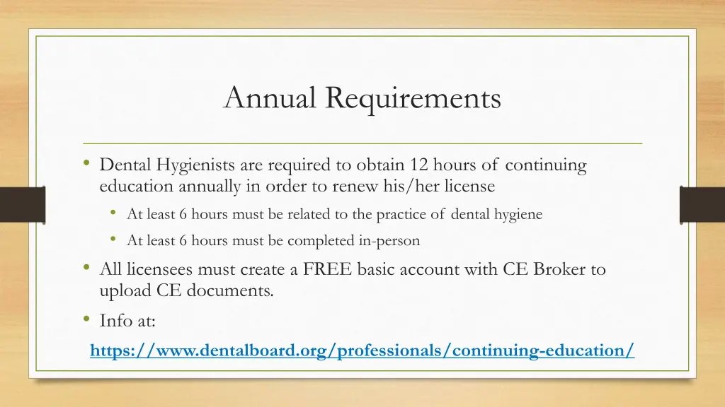 annual requirements