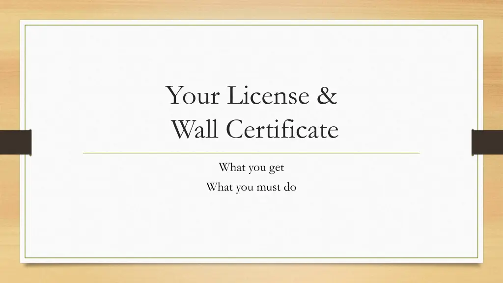 your license wall certificate