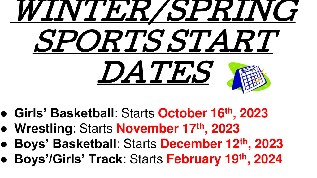 winter spring winter spring sports start sports