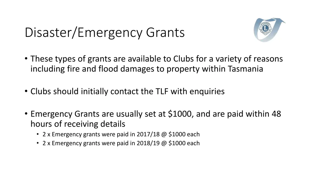 disaster emergency grants