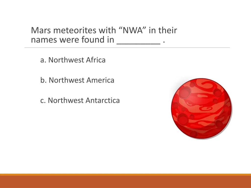 mars meteorites with nwa in their names were