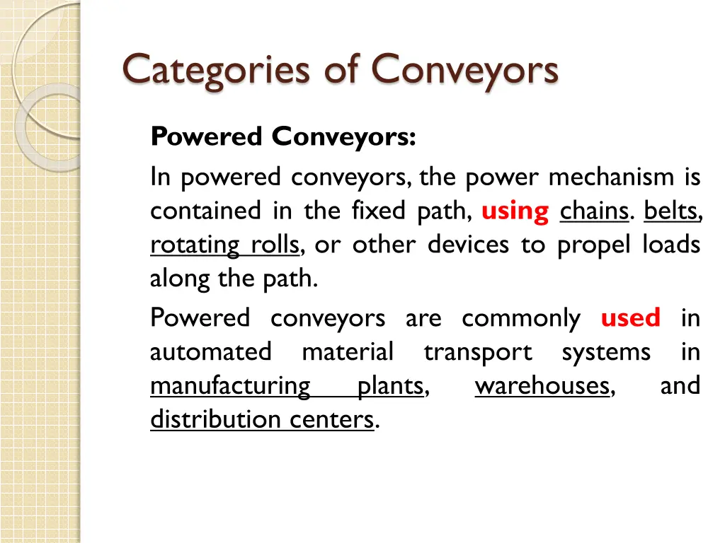 categories of conveyors