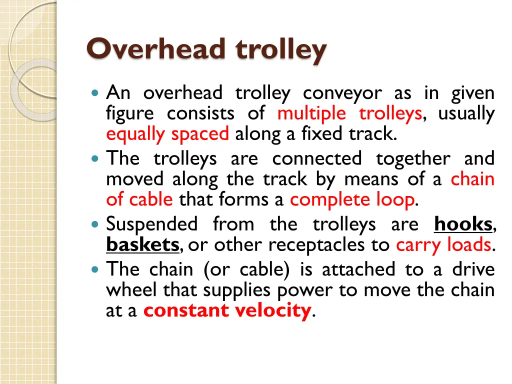 overhead trolley