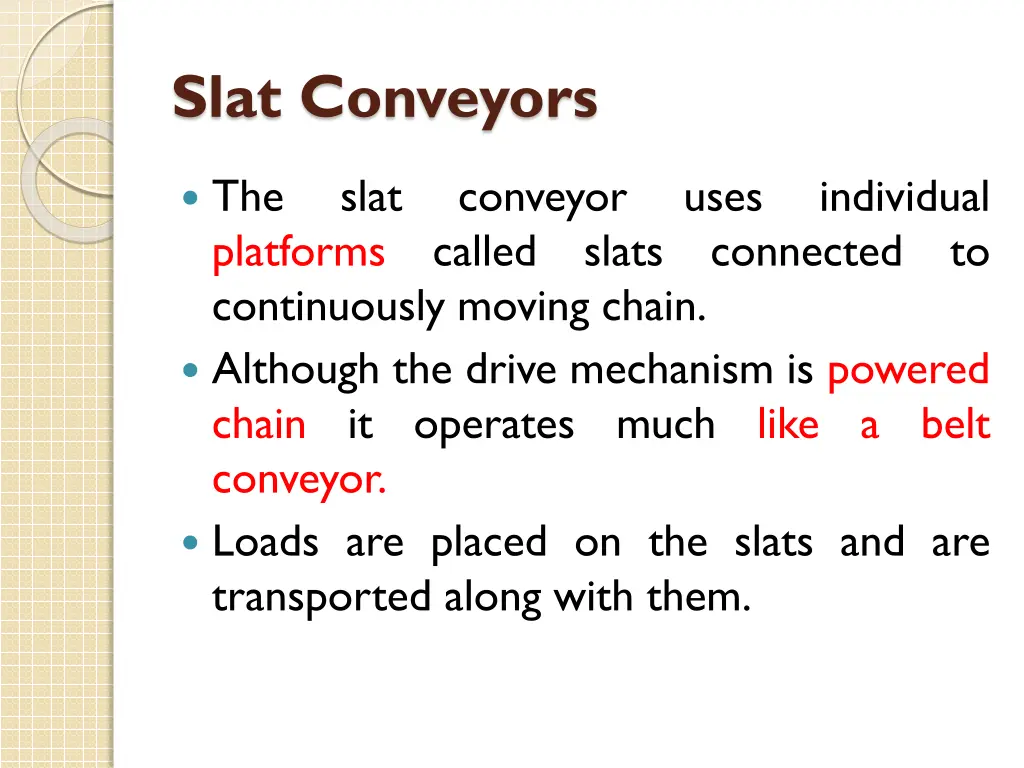 slat conveyors