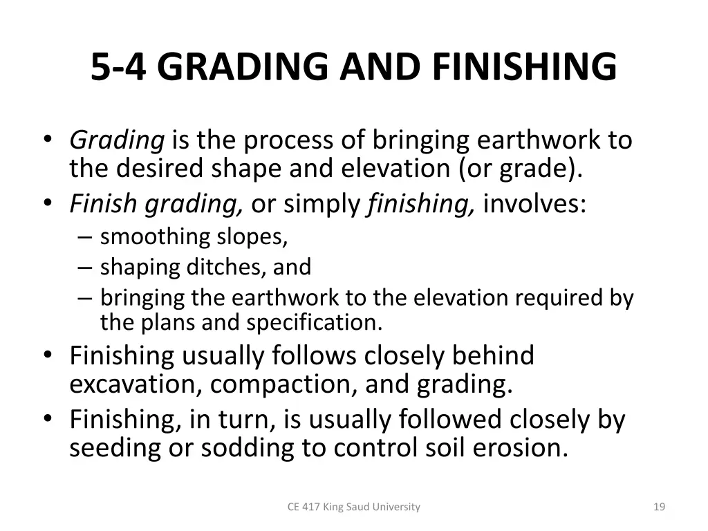 5 4 grading and finishing