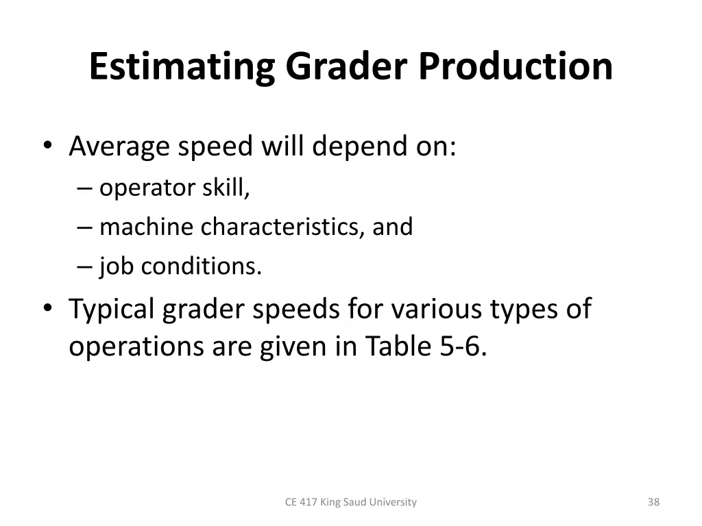 estimating grader production 1