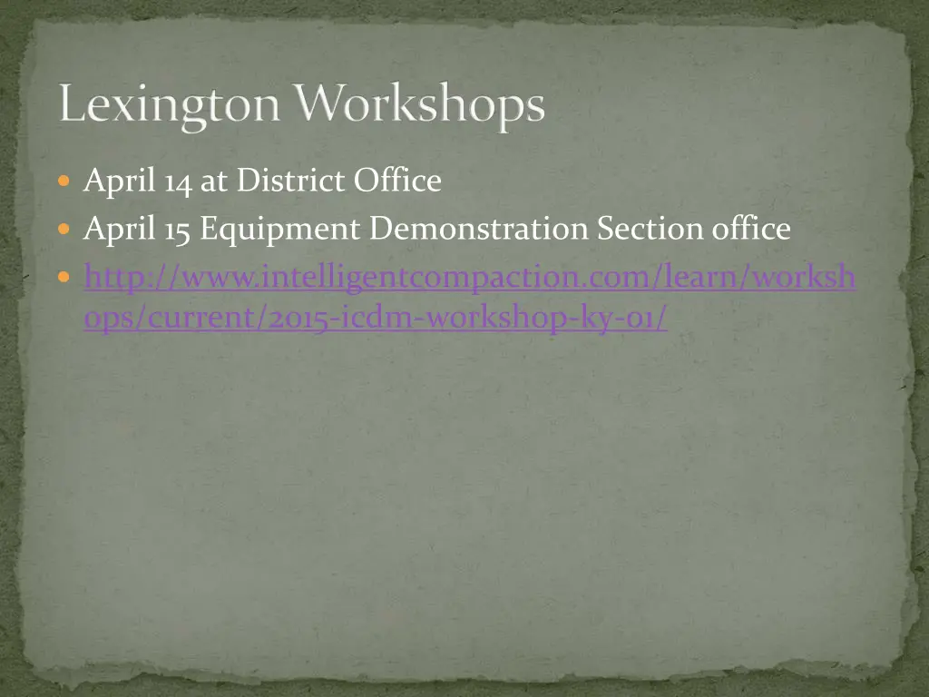 lexington workshops