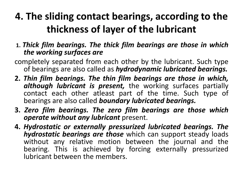 4 the sliding contact bearings according