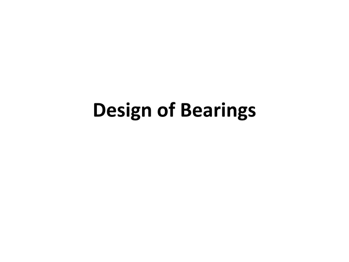 design of bearings