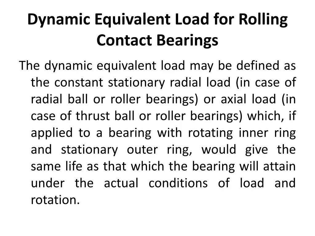 dynamic equivalent load for rolling contact