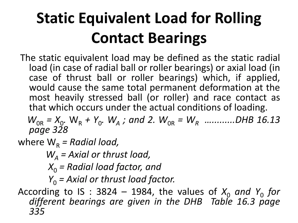 static equivalent load for rolling contact