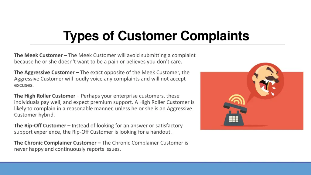 types of customer complaints