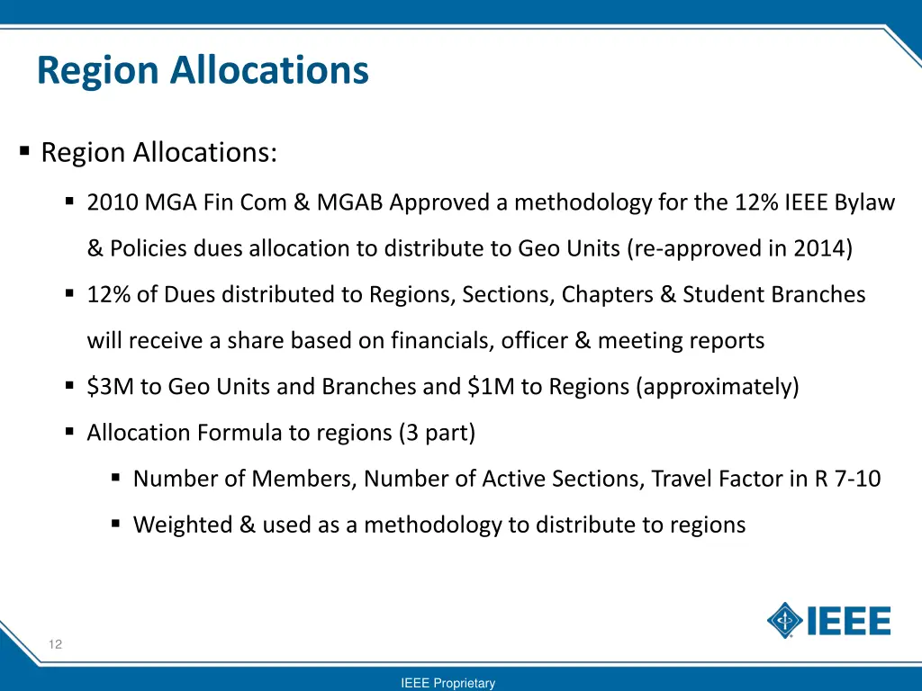 region allocations