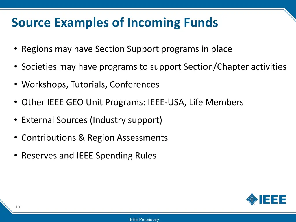 source examples of incoming funds