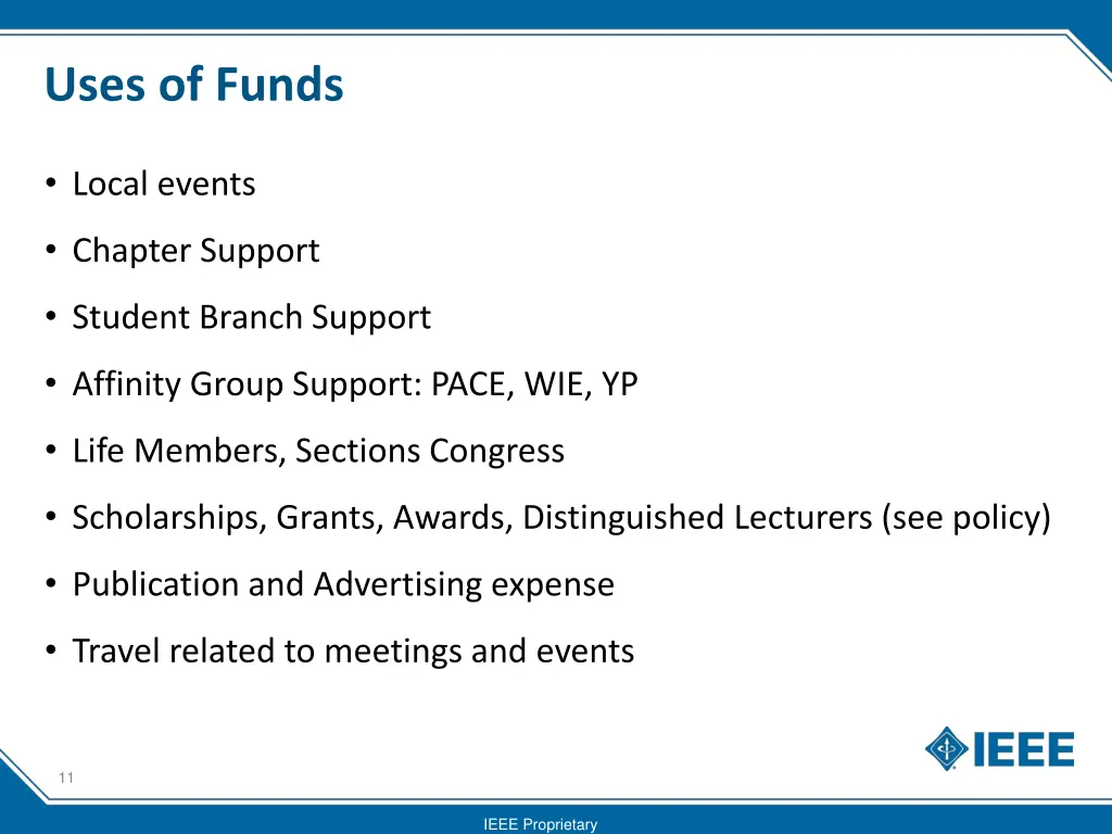 uses of funds