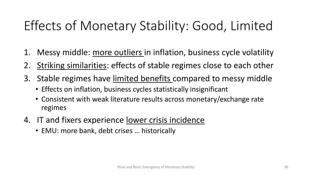 effects of monetary stability good limited