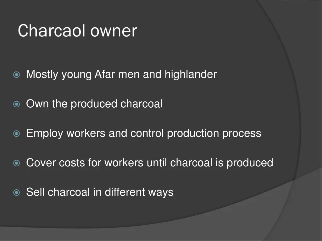 charcaol owner