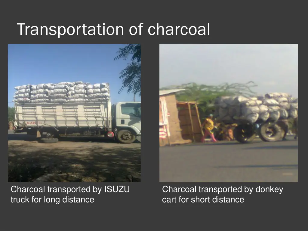 transportation of charcoal