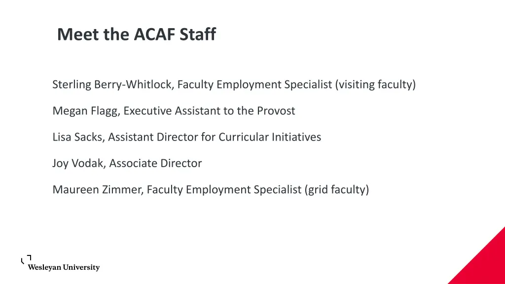 meet the acaf staff