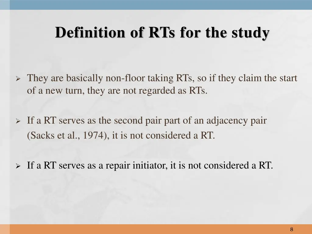 definition of rts for the study