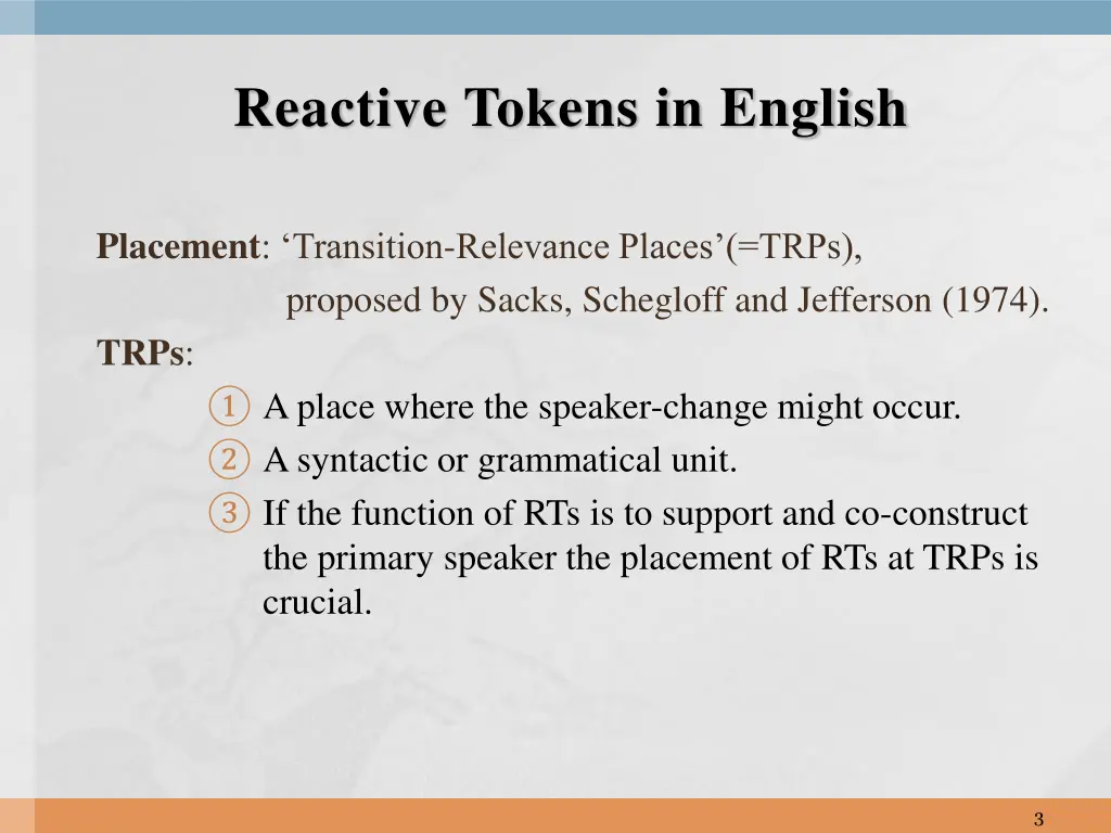 reactive tokens in english