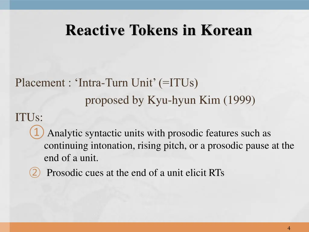 reactive tokens in korean