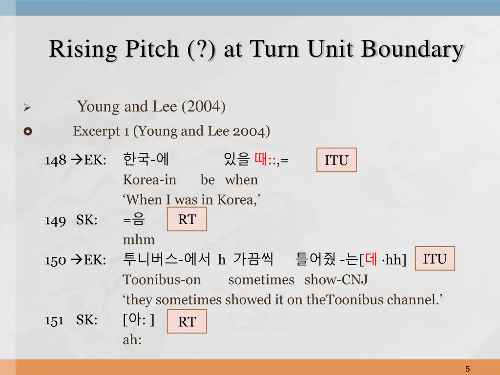 rising pitch at turn unit boundary