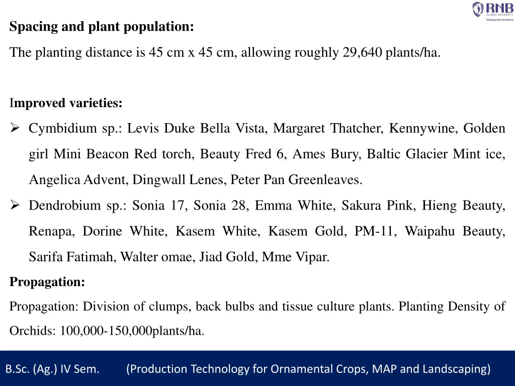 spacing and plant population