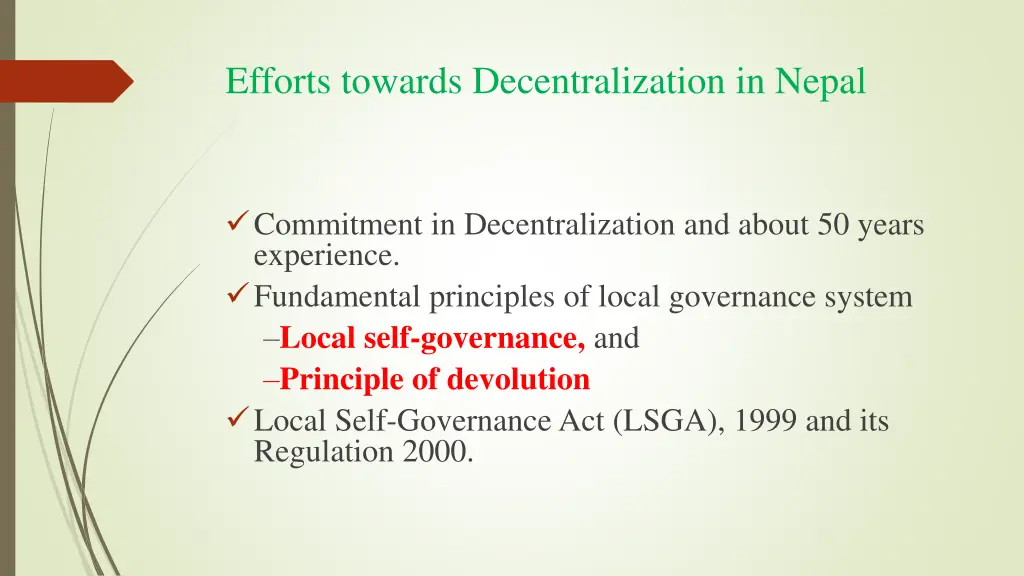 efforts towards decentralization in nepal