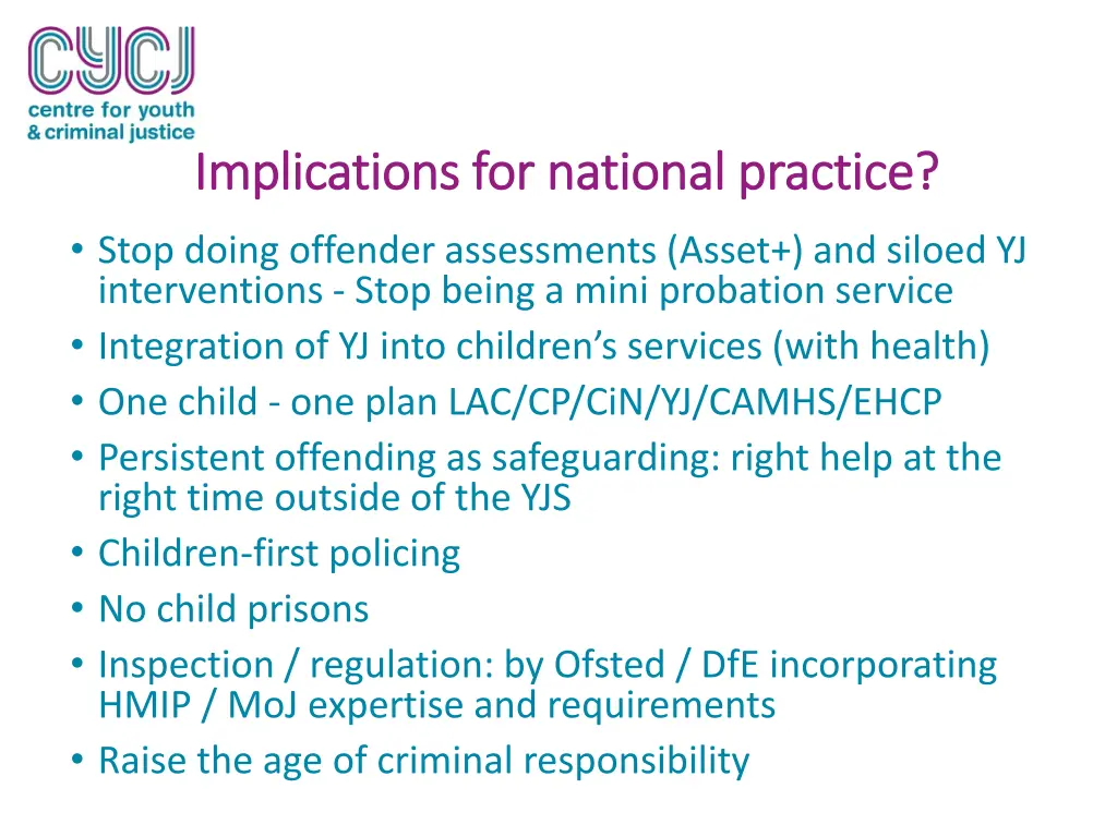 implications for national practice implications