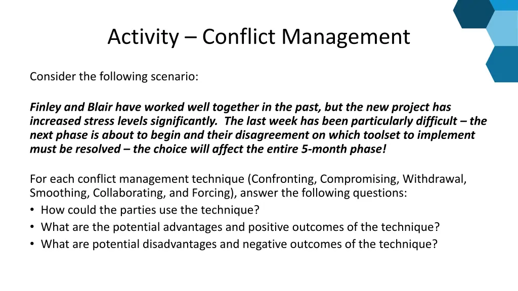 activity conflict management