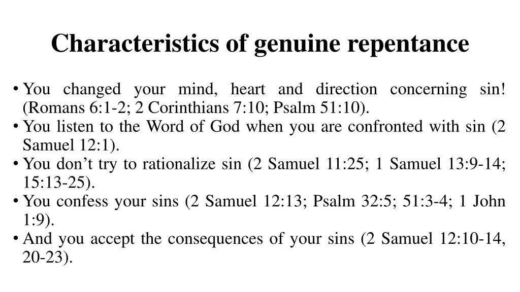 characteristics of genuine repentance